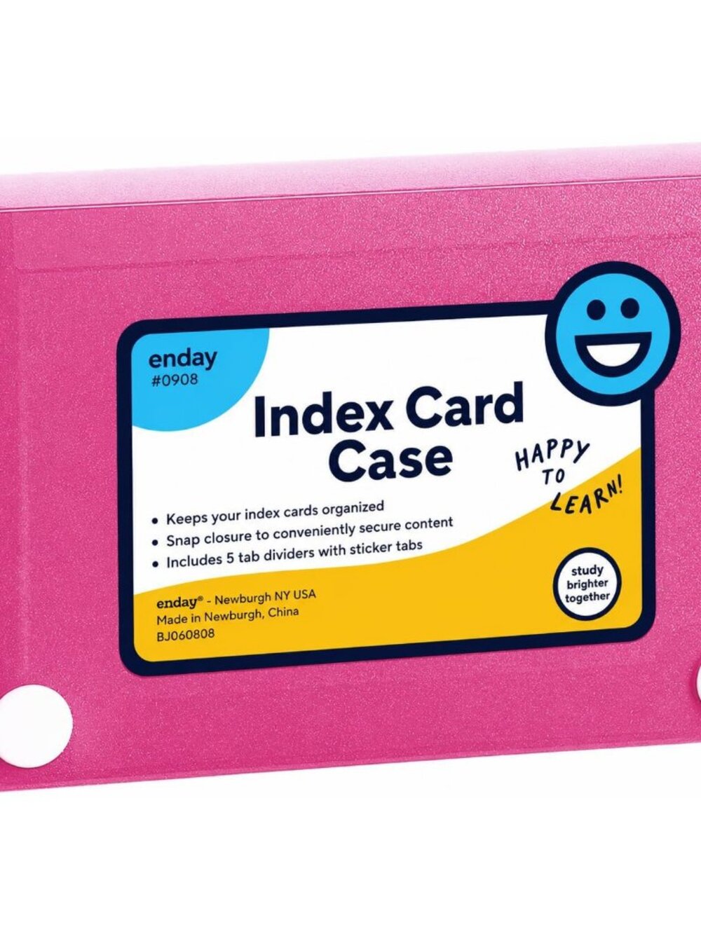 Index Card Holder 3x5, Pink Index Card Case with 5 Tab Dividers, Index Card Orga